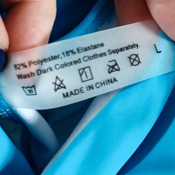 Tankini Women's Beach Swimsuit Cinched Top Blue White Black Floral Size XL - Picture 6 of 6